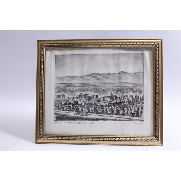 Salt Lake City, Utah, Vintage, Hand Drawn, Pencil, Skyline From Capitol Hill - Picture 1 of 5